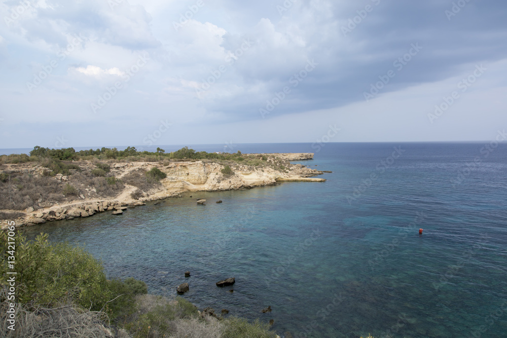 Sea caves near Cape Greko. Mediterranean Sea,Cyprus