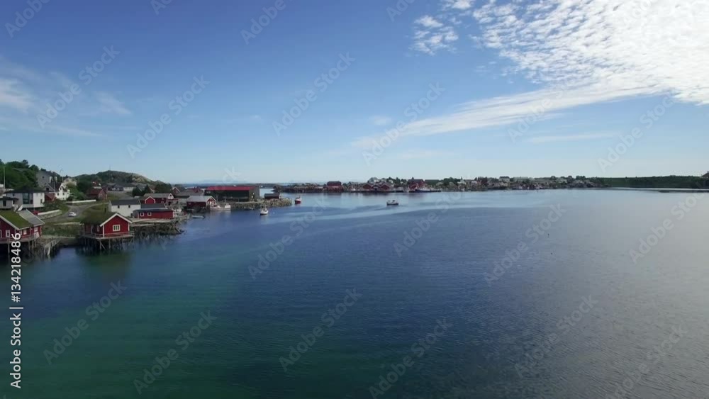 Aerial view of Reine in Lofoten Islands in Norway. Aerial 4k Ultra HD. Aerial view of Reine in Lofoten Islands in Norway. Aerial 4k Ultra HD.