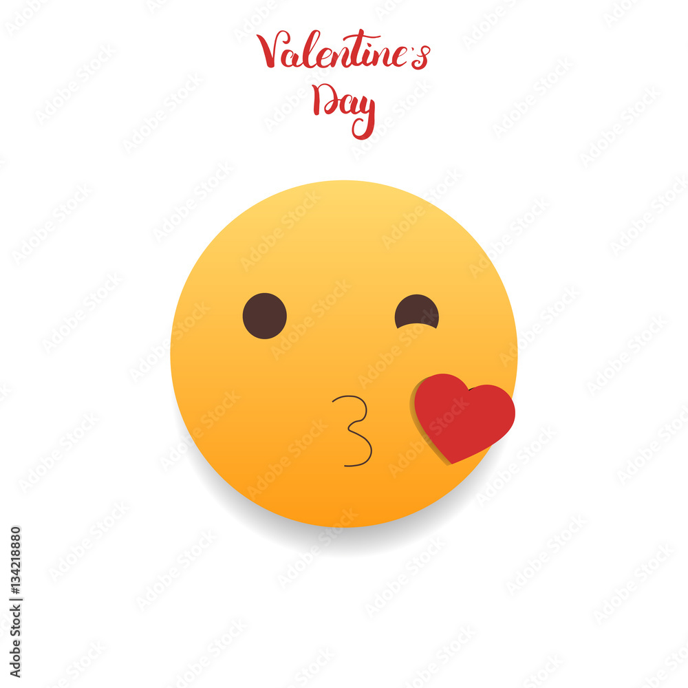Valentines Day emoticon. Kiss emoji Valentines Day emoticon. Kiss emoji