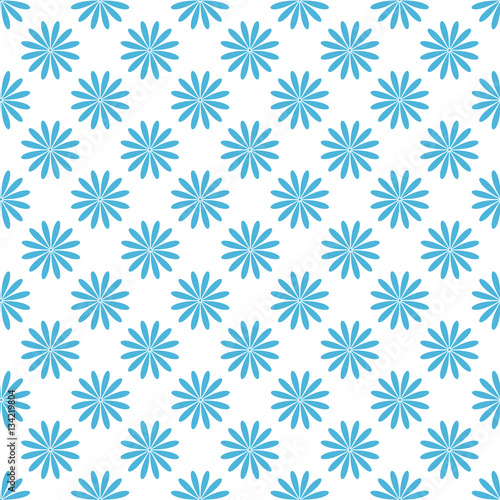 Abstract flowers geometric seamless pattern. Blue chamomile.