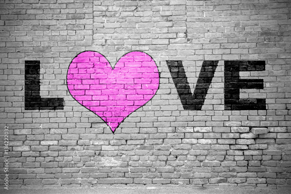 Love Ziegelsteinmauer Graffiti Love Ziegelsteinmauer Graffiti