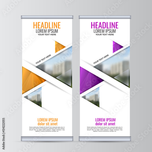 Roll up business banner design vertical template vector.