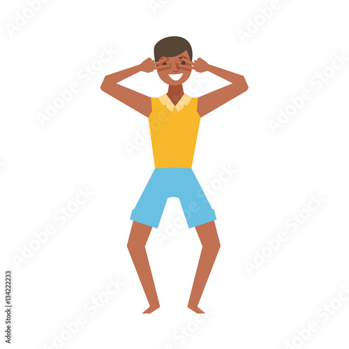 Guy In Beach Clothes Dancing, Part Of Funny Drunk People Having Fun At The Party Series © topvectors