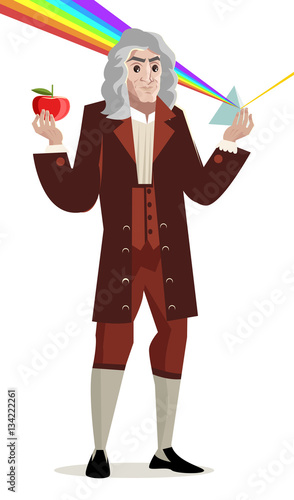 great english scientist physicist decomposing light spectrum optics laws and seeing gravity in the apple