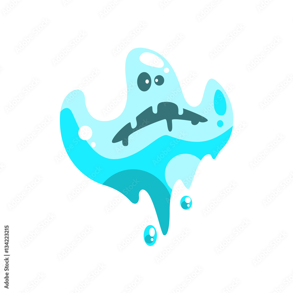 Blue Ghost In Childish Cartoon Manner Isolated On White Background. Blue Ghost In Childish Cartoon Manner Isolated On White Background.