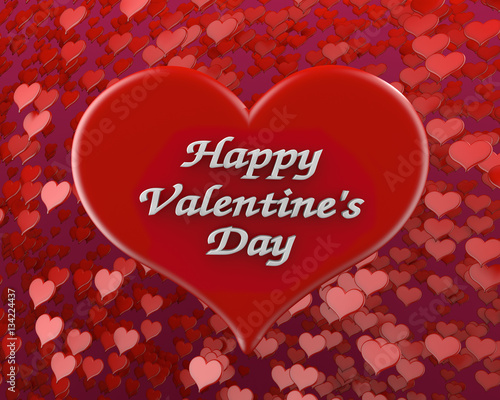 Happy Valentine's Day red big heart february 3D illustration