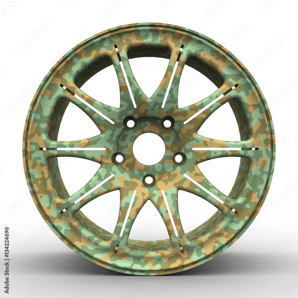 3D model camo aluminium car wheels