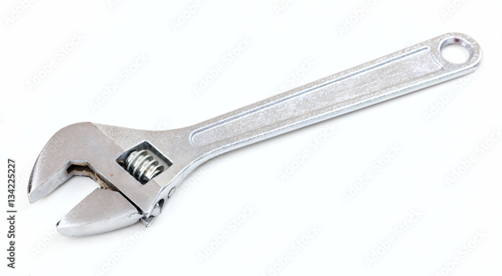 Metal wrench on white background Metal wrench on white background