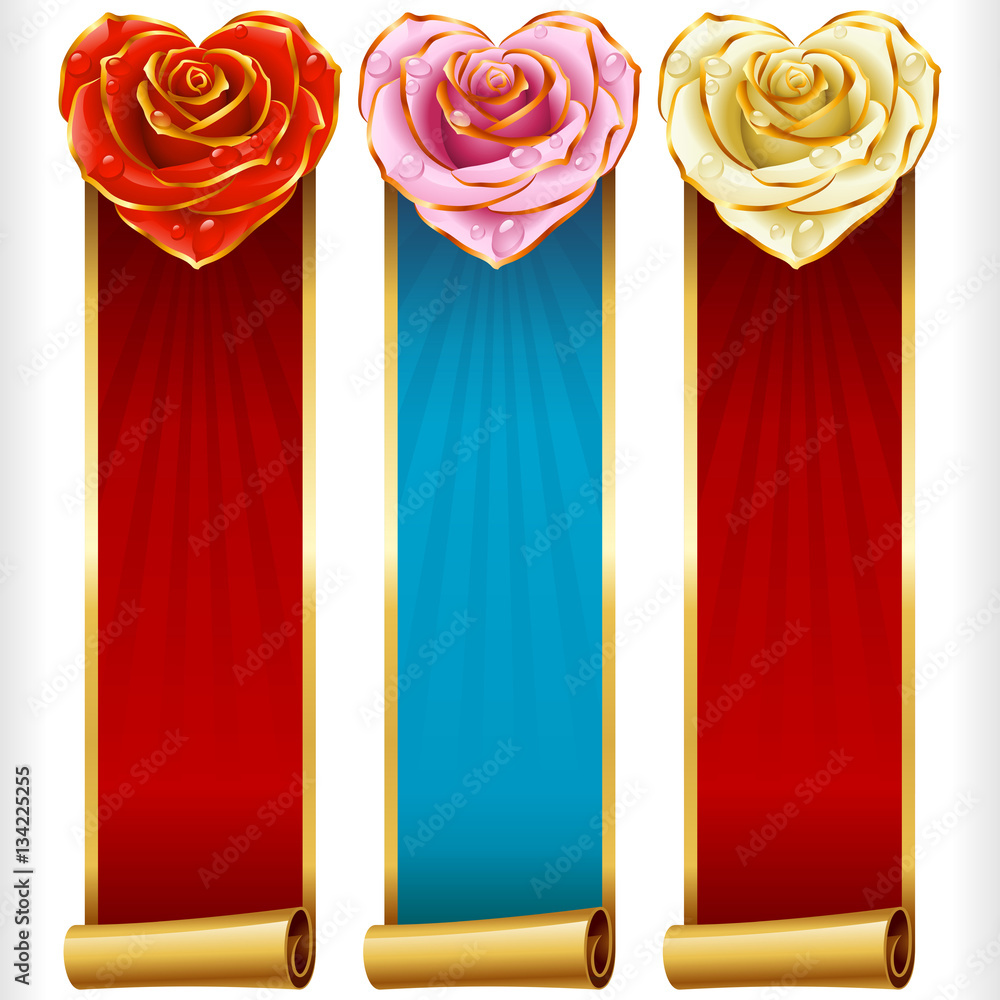 Hearts With Roses And Ribbons