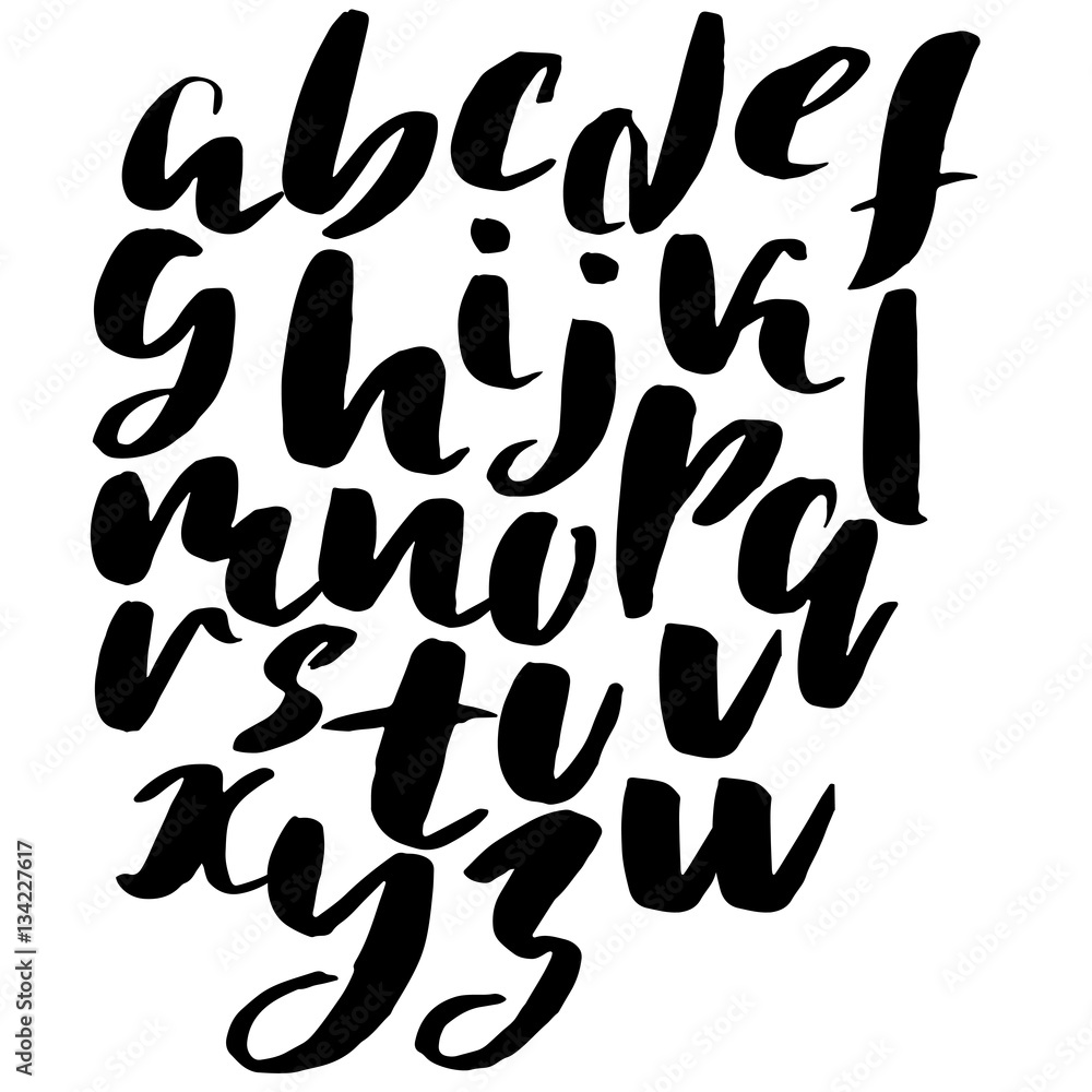 Hand drawn font made by dry brush strokes. Grunge style alphabet Hand drawn font made by dry brush strokes. Grunge style alphabet