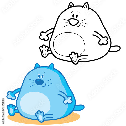 Two icons fat cat. Contour and color