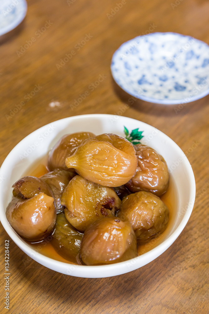Closeup homemade sweeten preserved fig fruit Closeup homemade sweeten preserved fig fruit