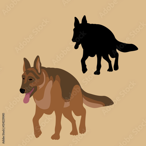 German shepherd vector illustration style Flat