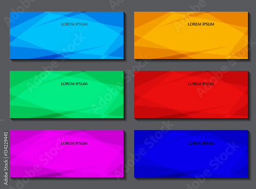 Set of banner templates. Design of flayers, banners, brochures and cards with polygonal elements. Vector illustration.