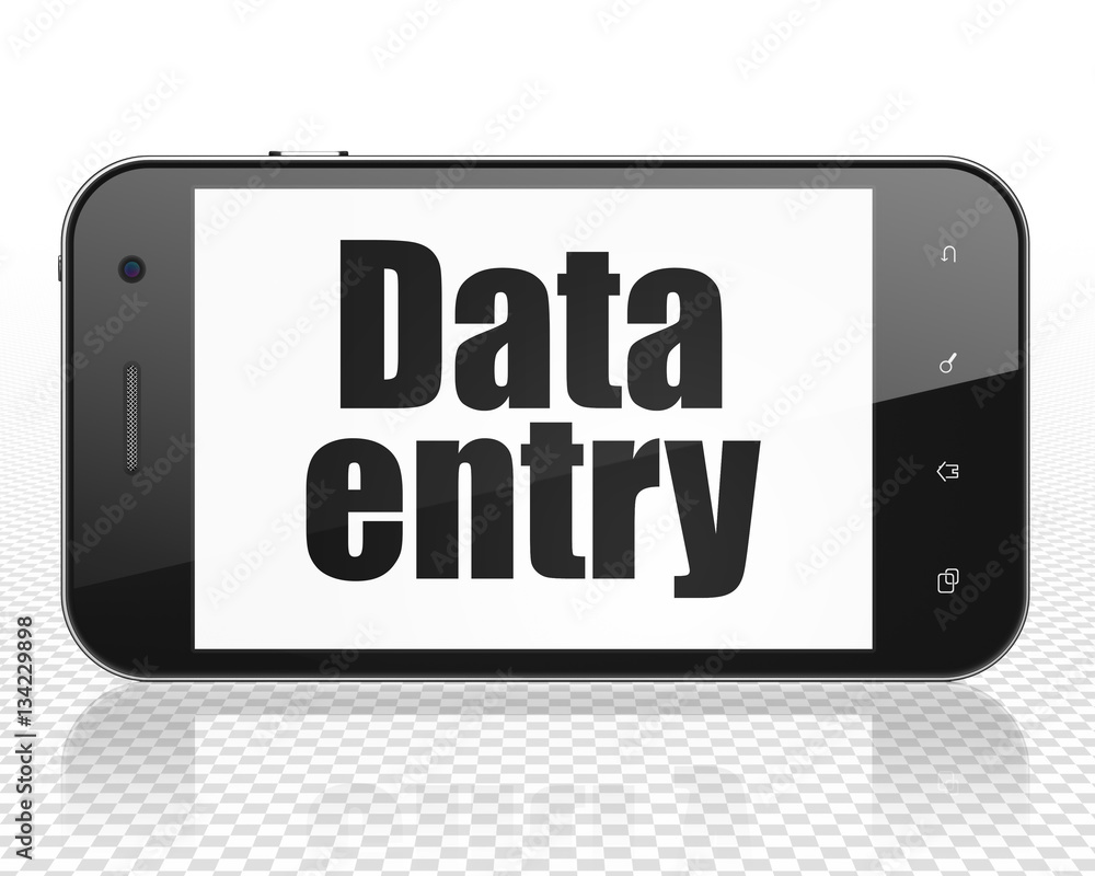 Data concept: Smartphone with Data Entry on display Data concept: Smartphone with Data Entry on display