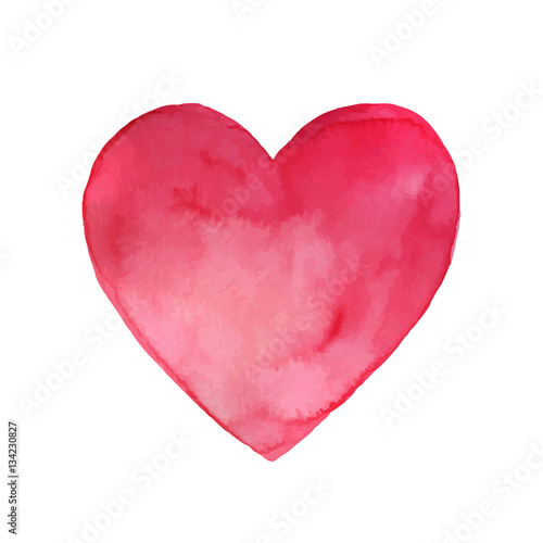 Vector Illustration of a Pink Watercolor Heart. Valentines Day Design.