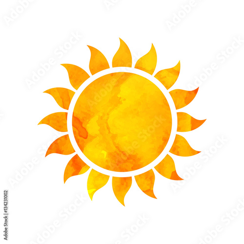 Vector Illustration of a Watercolor Sun. Summer Design.