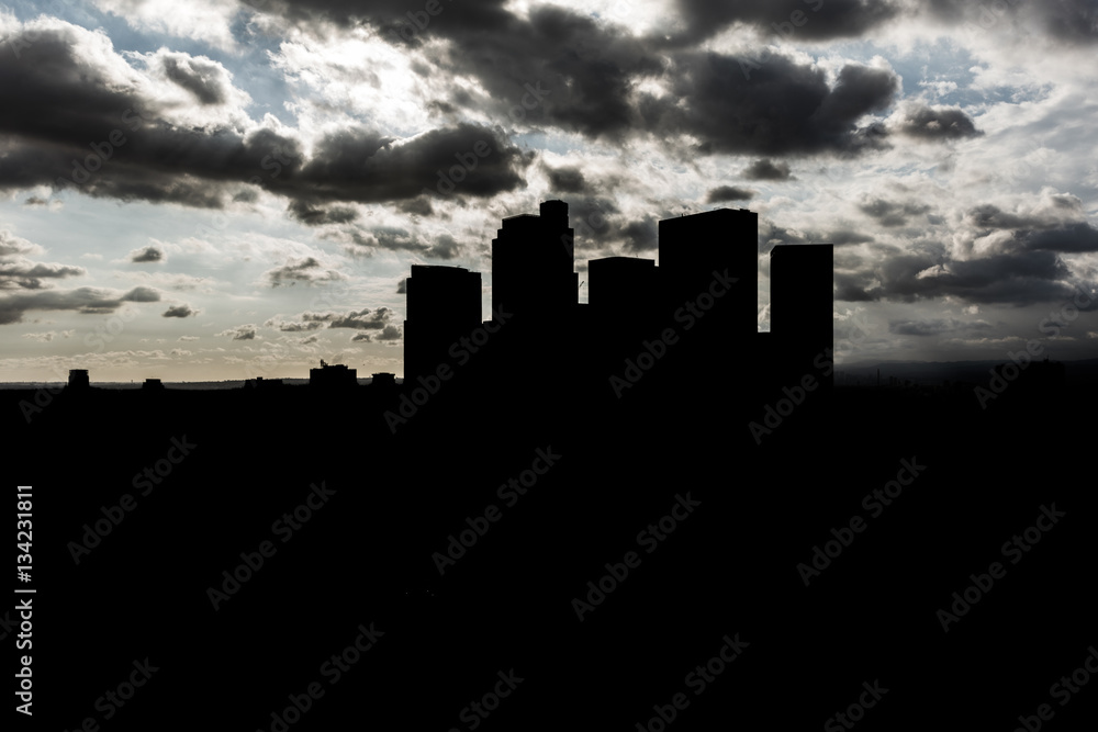 Dark silhouette skyscrapers