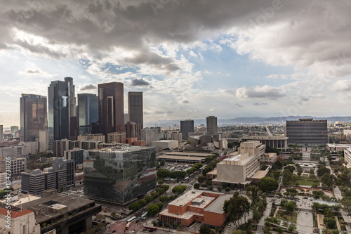 Cloudy skyline over downtown Los Angeles