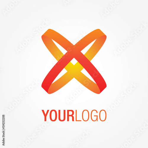 Abstract colorful logo, with crossing orange and red lines. Generic vector logo template.