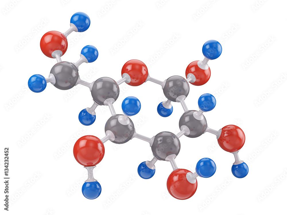 Molecule of glucose isolated on white - 3d render Molecule of glucose isolated on white - 3d render