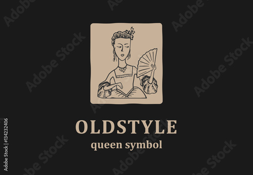 Old style sign with young queen. (ID: 134232406)