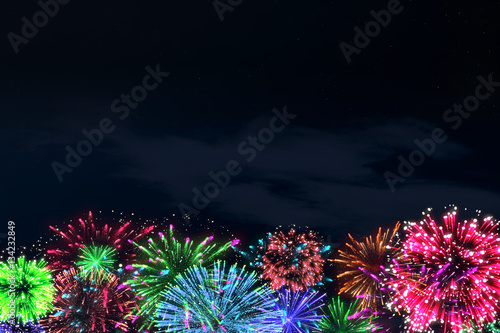 colorful firework on midnight blue sky