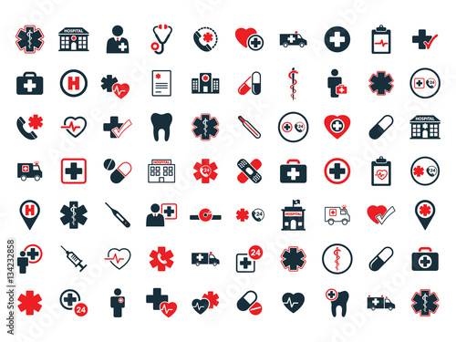 medical icons set on white background