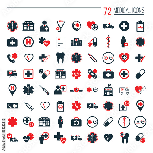 medical icons set on white background