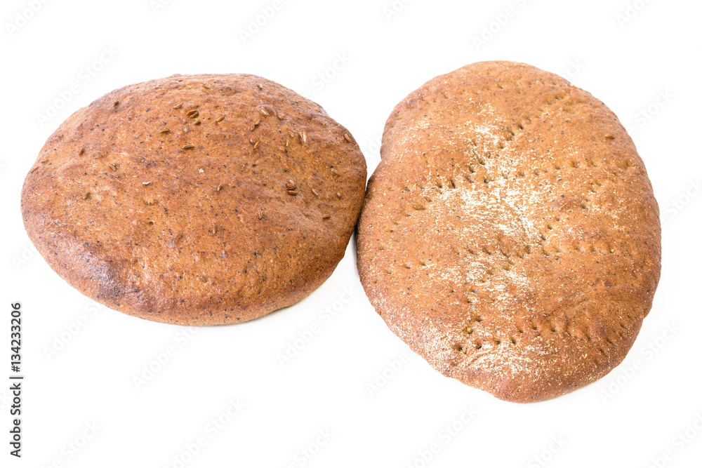Bread cake with thymine isolated on white background. Bread cake with thymine isolated on white background.