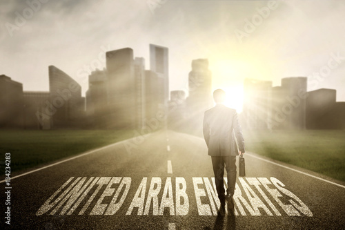 Businessman with United Arab Emirates word
