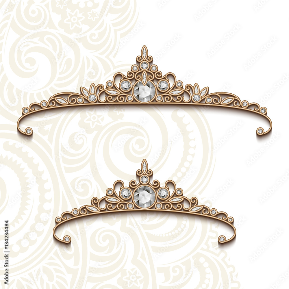 Obraz premium Vintage jewelry gold diadems with diamonds