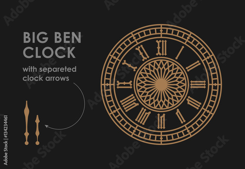 Big Ben dial with clock hands.