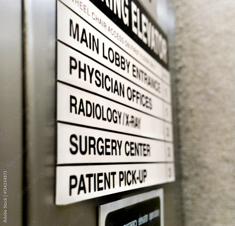 Hospital medical elevator sign with copy space.
Hospital medical elevator sign with copy space.