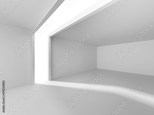 Abstract White Architecture Background. Empty room with window