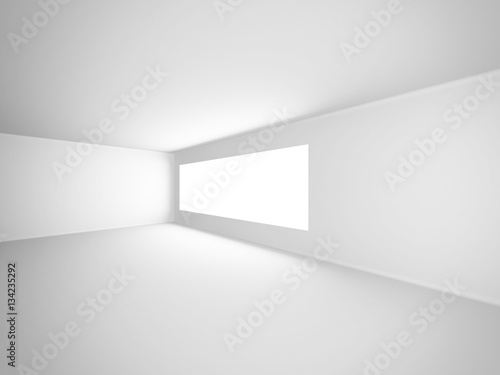 Abstract White Architecture Background. Empty room with window