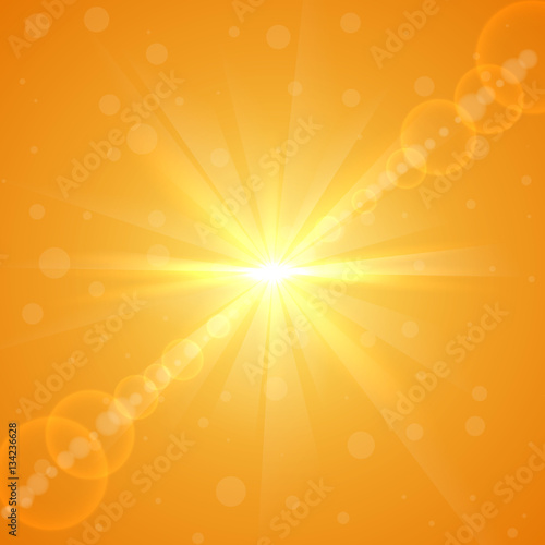 Bright yellow summer sun burst vector background.