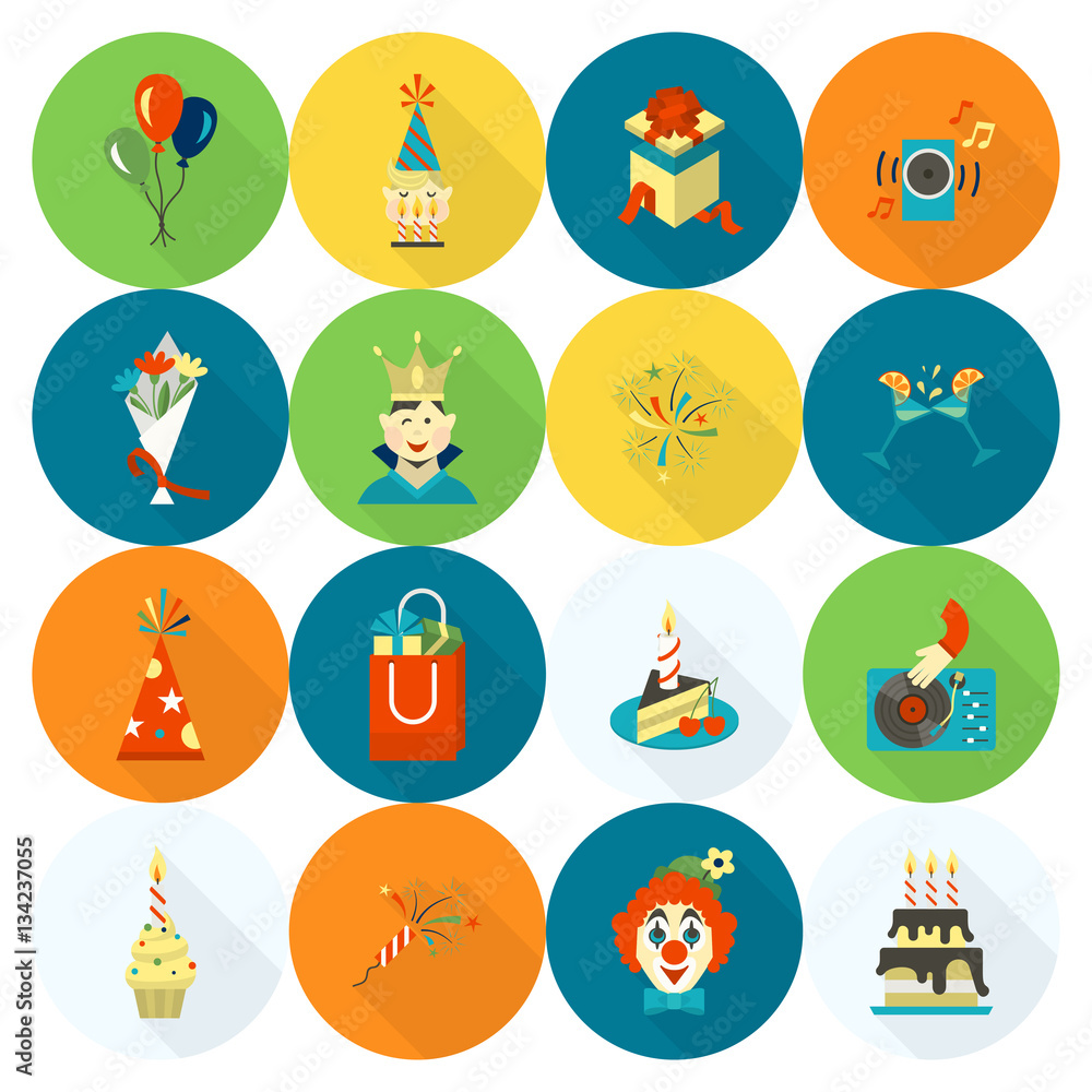 Happy Birthday Icons Set Happy Birthday Icons Set