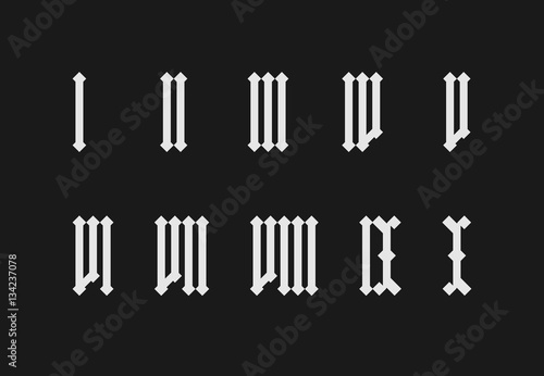 Roman numeral set on black background (ID: 134237078)