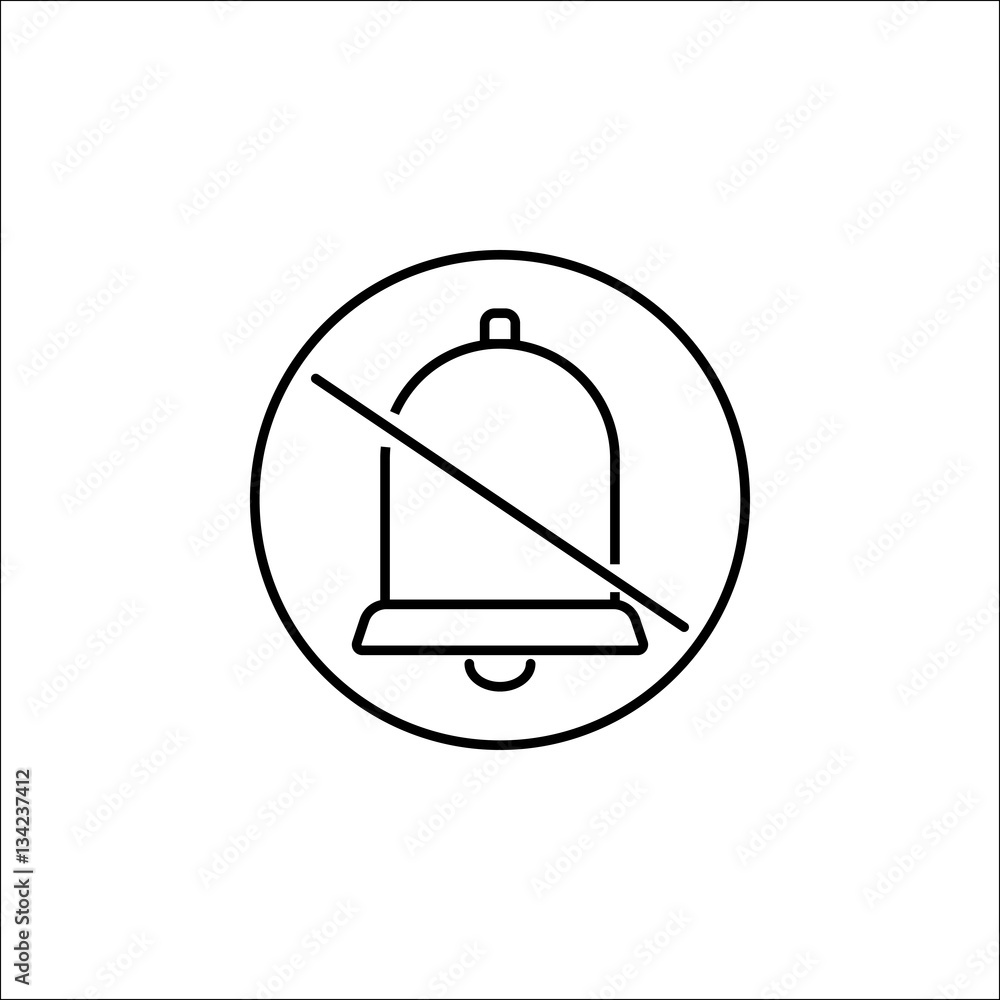 Fototapeta premium Soundless and mute line icon, mobile sign and silent with bell, vector graphics, a linear pattern on a white background, eps 10.