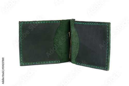 Leather wallet on a white background, isolated