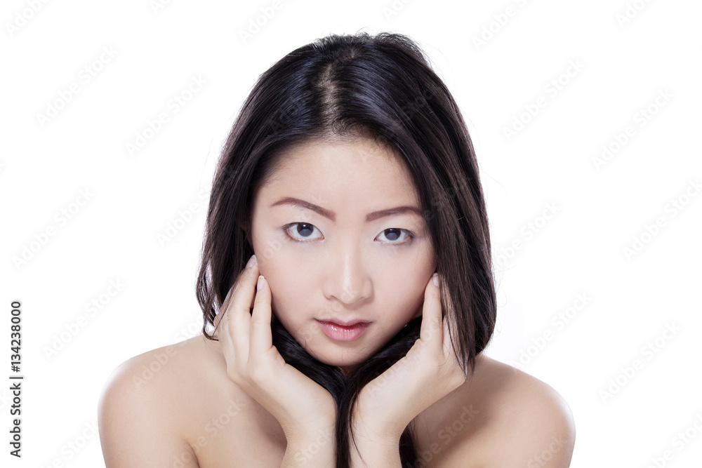 Fototapeta premium Model with elegant face in studio