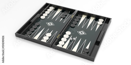Quadro su tela Black and white backgammon board. 3d illustration