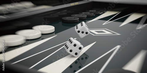 Black and white backgammon board. 3d illustration