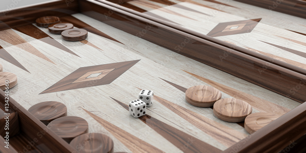 Wooden backgammon board. 3d illustration ilustración de Stock | Adobe Stock