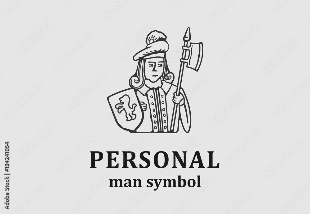 Old style logo with man caricature. Old style logo with man caricature.