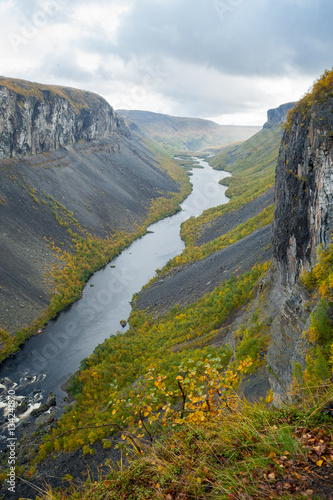 The Alta canyon: view of River Alta and gorge. Finnmark, Norway photo