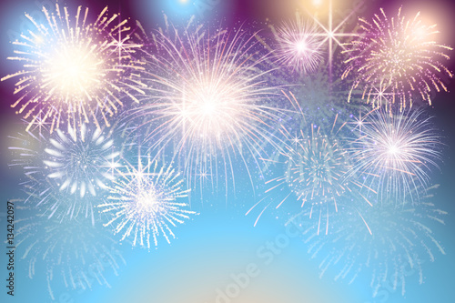 set of isolated vector fireworks on a transparent background.