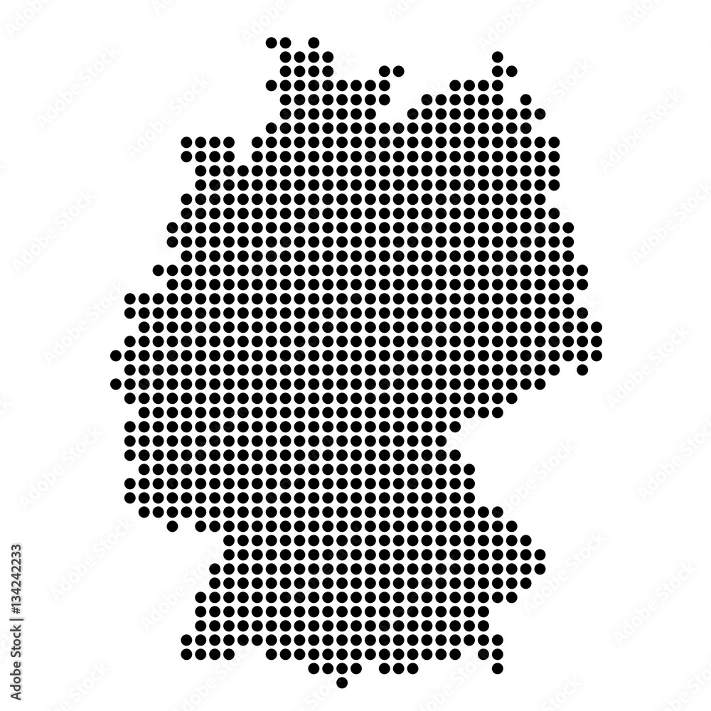 Карта Германии. Силуэт Германии выполненный из круглых точек. Оригинальная абстрактная векторная иллюстрация.