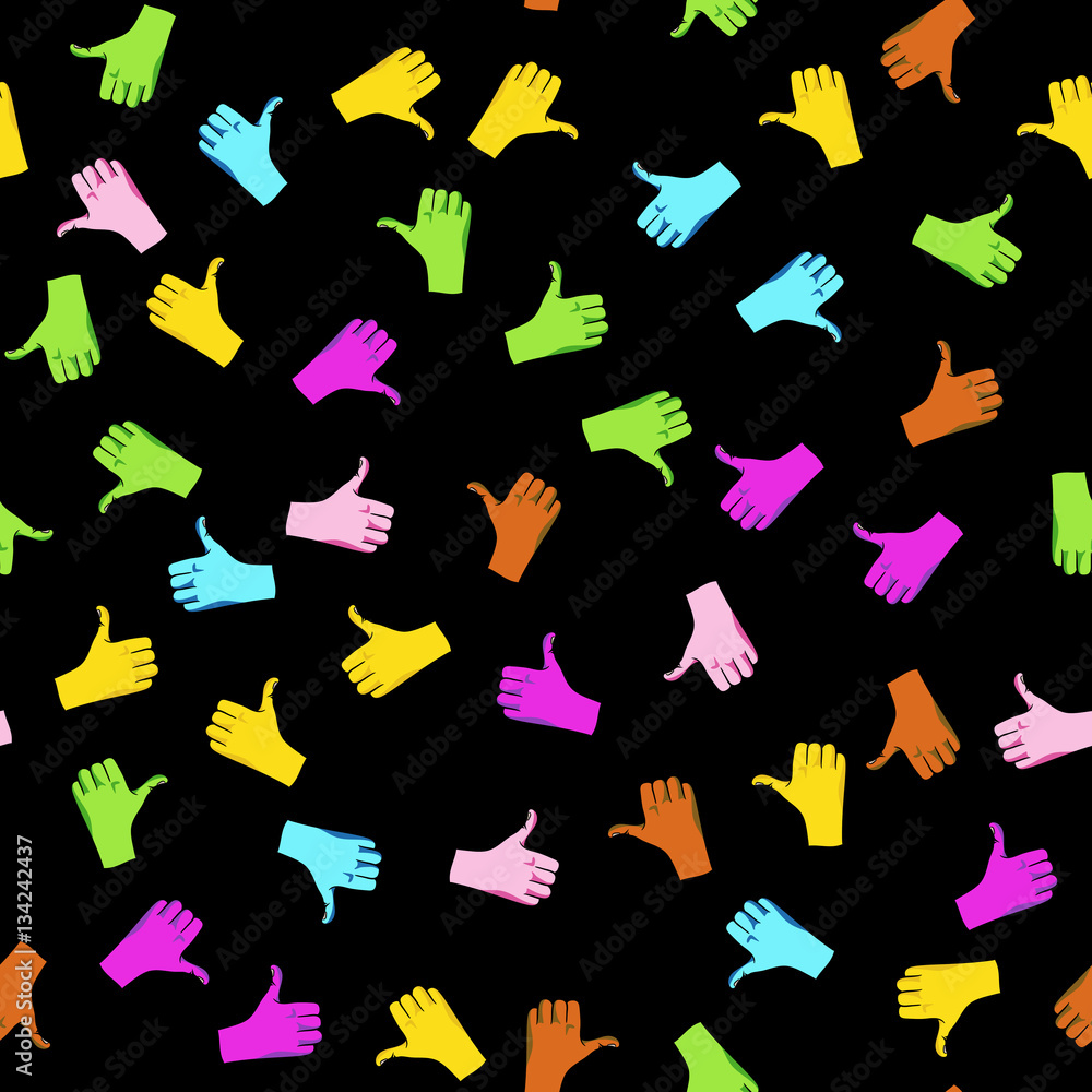 Like hand icon colorful pattern Like hand icon colorful pattern